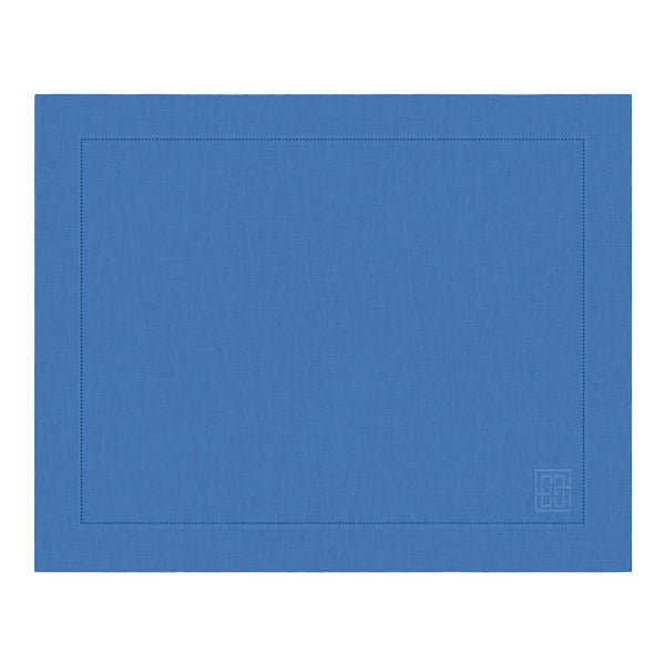 JOGO AMERICANO DE LINHO PURO BARRA LARGA PREMIUM AZUL ÍNDIGO 50X39CM