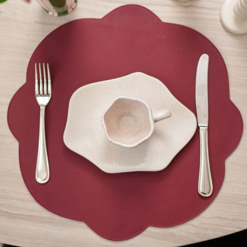 Jogo americano dupla face impermeável redondo rosa e vinho 42cm Lolahome