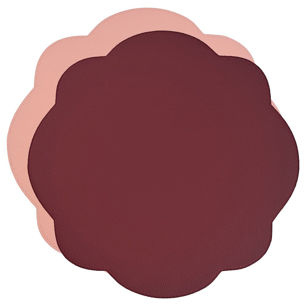 Jogo americano dupla face impermeável redondo rosa e vinho 42cm Lolahome