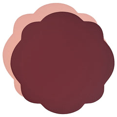 Jogo americano dupla face impermeável redondo rosa e vinho 42cm Lolahome