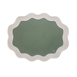 Jogo americano impermeável duo verde e bege 46x37cm em couro ecológico – Lolahome