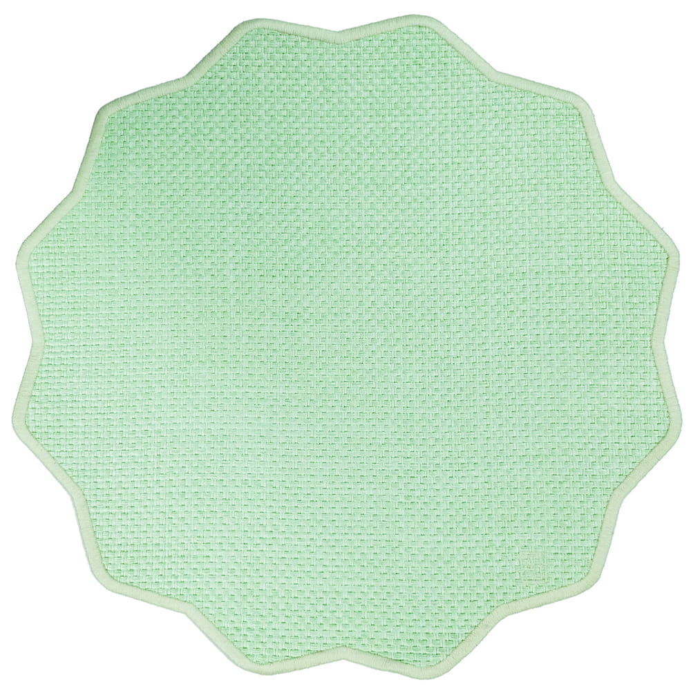 Jogo americano impermeável rafia redondo verde claro 43cm Lolahome