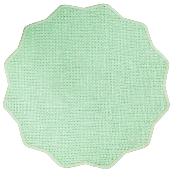 Jogo americano impermeável rafia redondo verde claro 43cm Lolahome