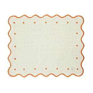 Jogo americano impermeável rafia retangular dots laranja 18cm Lolahome