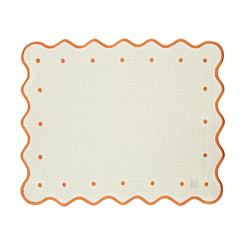 Jogo americano impermeável rafia retangular dots laranja 18cm Lolahome
