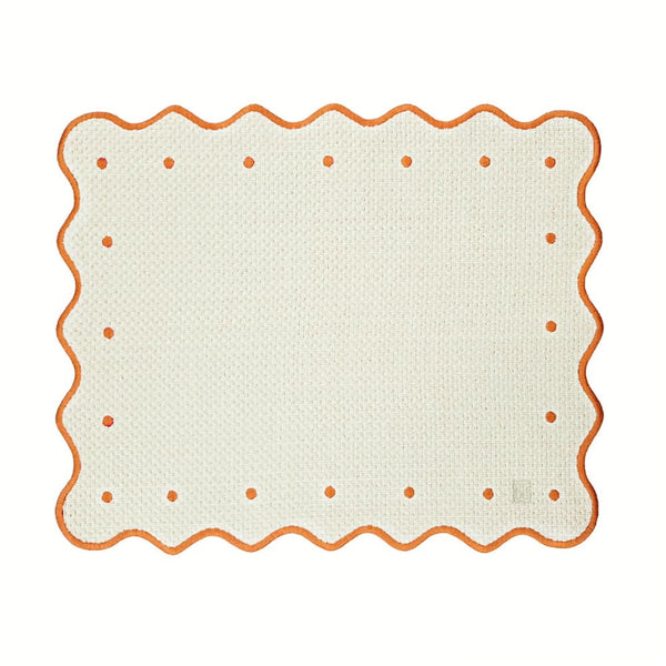 Jogo americano impermeável rafia retangular dots laranja 18cm Lolahome