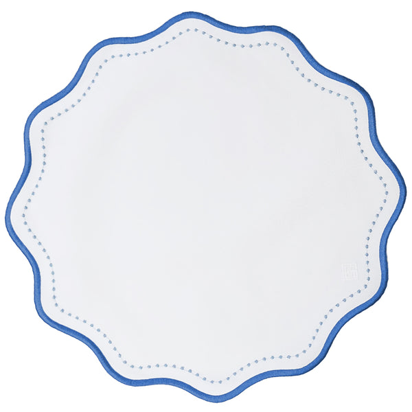 Jogo americano impermeável Breeze redondo azul 41cm sobre mesa