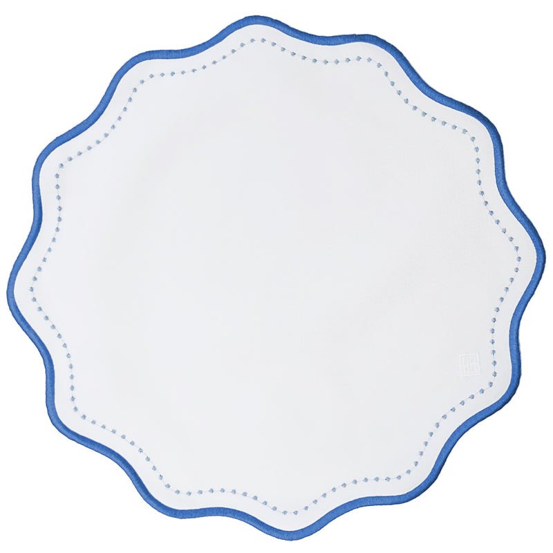 Jogo americano impermeável Breeze redondo azul 41cm sobre mesa