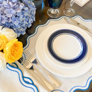 JOGO AMERICANO DE LINHO VISCO BORDADO WAVES AZUL 48X38 CM