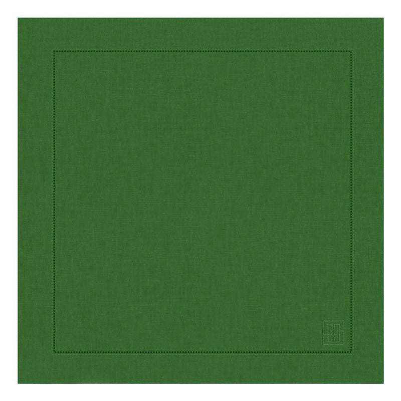 GUARDANAPO LINHO PURO BARRA LARGA PREMIUM VERDE OLIVA 55X55 CM