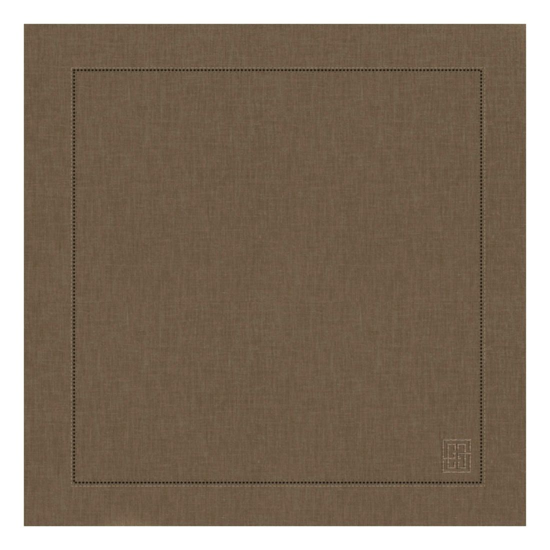 GUARDANAPO LINHO PURO BARRA LARGA PREMIUM MARROM 55X55 CM