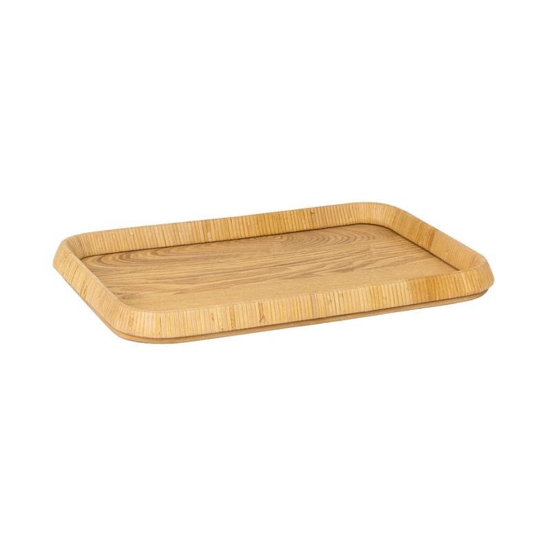 Bandeja de madeira com palha natural 48cm – vista superior
