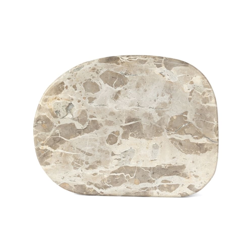 Tábua de mármore oval irregular natural 38cm – vista superior
