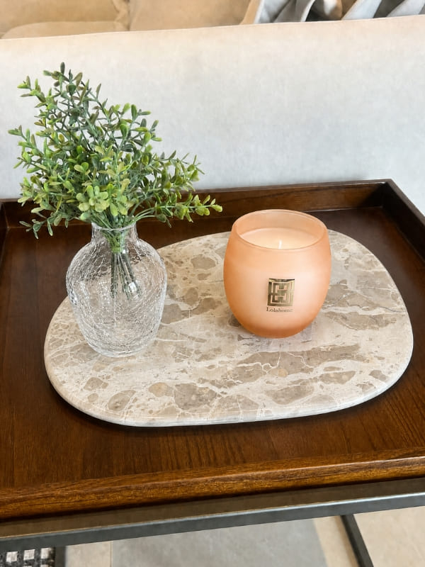 Tábua de mármore oval irregular natural 38cm - Lolahome