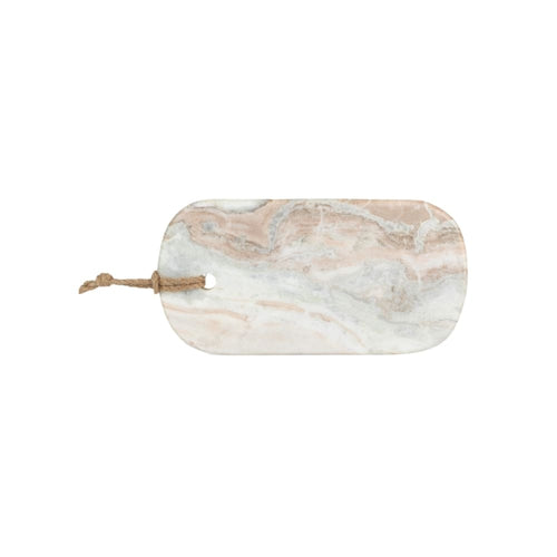 Tábua de mármore marfim natural com acabamento em corda, 35x18cm