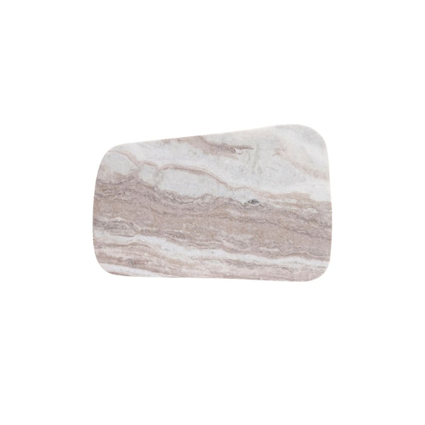 Tábua de mármore natural marfim com formato assimétrico, 36x23cm