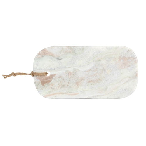 Tábua de mármore marfim com alça de corda, 44cm, para servir e decorar mesas