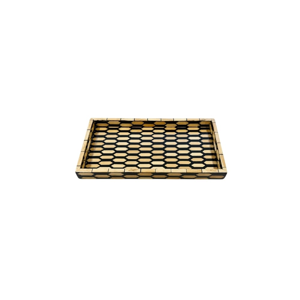 Bandeja em bambu Jaipur P 30 cm bege e verde