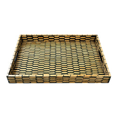 Bandeja em bambu Jaipur G 50 cm bege e verde