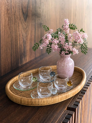 VASO DE VIDRO DEMI ROSA 17CM