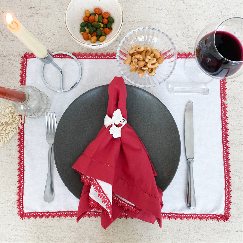 GUARDANAPO DE LINHO COM GUIPIR