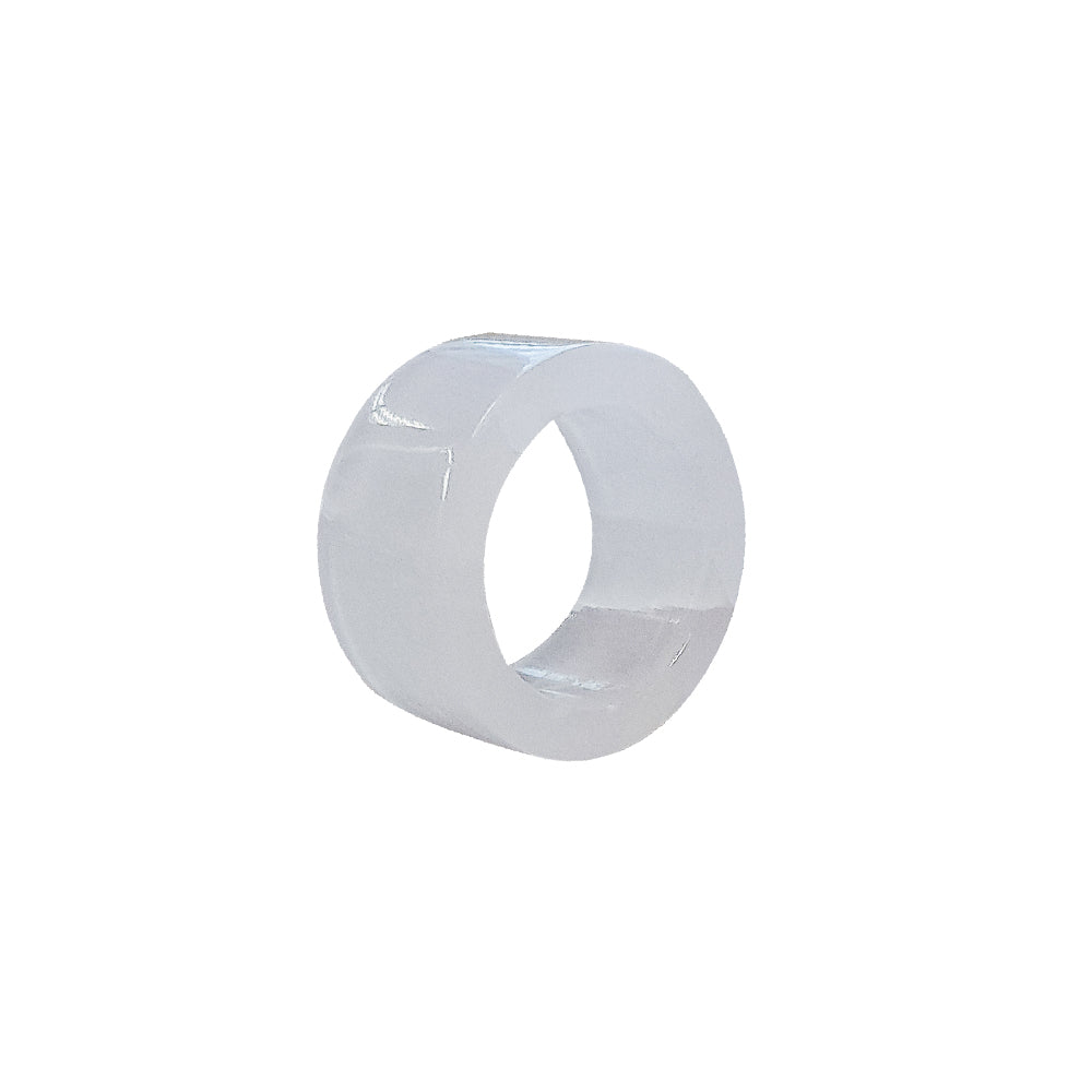 Porta-guardanapo de calcita rosa com aproximadamente 4 cm, acabamento natural em pedra