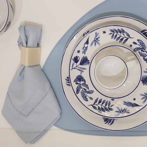 GUARDANAPO DE LINHO VISCO BARRA LARGA PREMIUM AZUL CLARO 55X55 CM