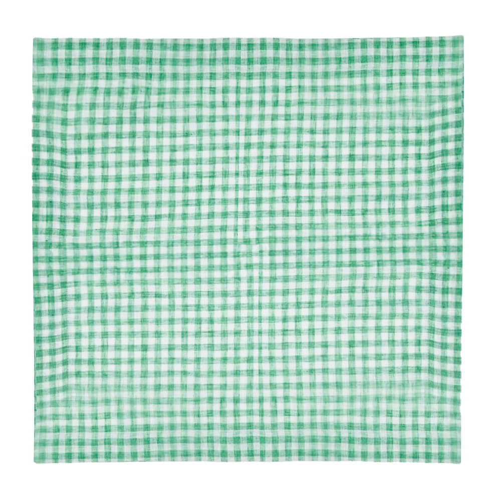 Guardanapo xadrez vichy verde 50x50cm em poliéster e algodão – Lolahome