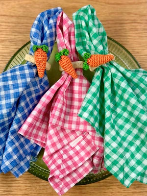 Detalhe do Guardanapo Vichy Azul 50x50 cm - tecido misto algodão e poliéster