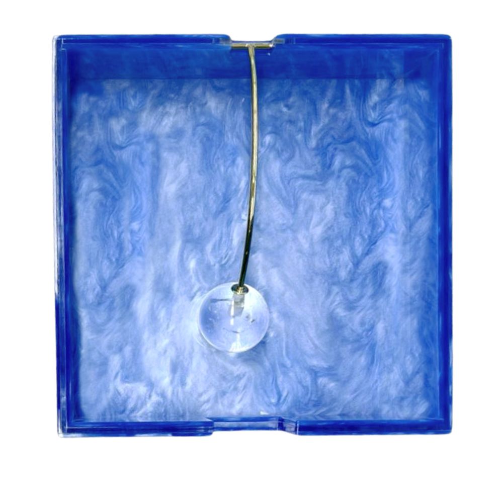 PORTA GUARDANAPO CRISTAL AZUL 20 CM