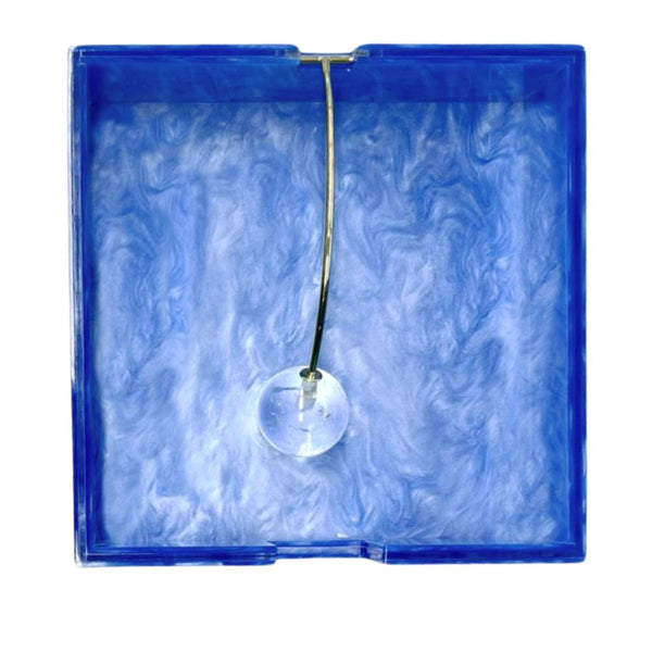 PORTA GUARDANAPO CRISTAL AZUL 20 CM