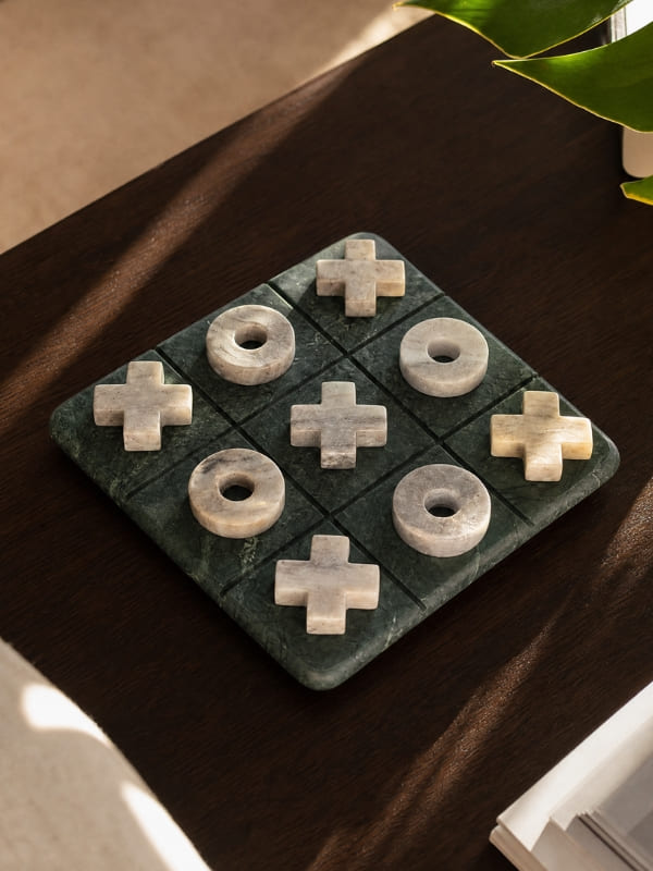 Jogo da velha em mármore verde e marfim 22cm - Lolahome
