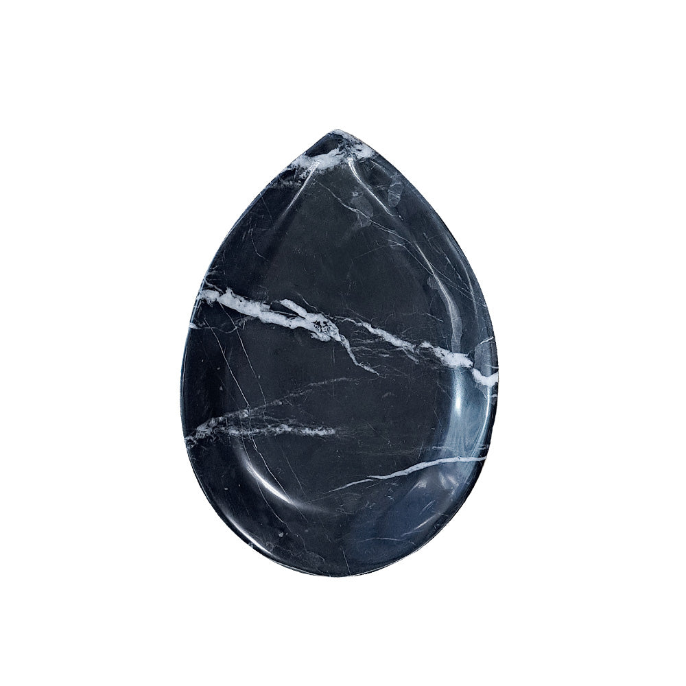 Pratinho oval de ônix preto natural 13x17,5cm com acabamento polido