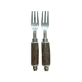 SET 2 GARFOS PARA APERITIVO AÇO INOX CABO EM MADEIRA