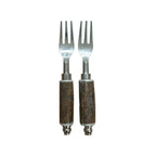 SET 2 GARFOS PARA APERITIVO AÇO INOX CABO EM MADEIRA