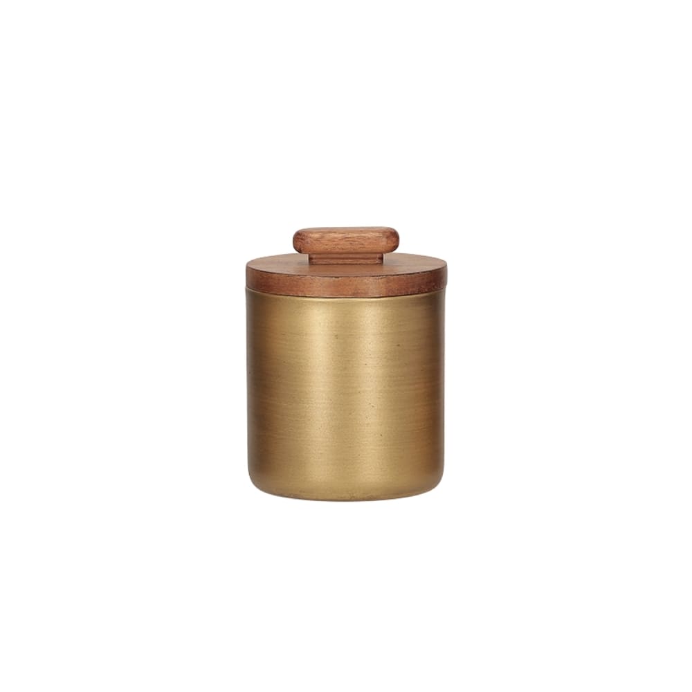 POTE GOLDEN COM TAMPA DE MADEIRA M 14CM