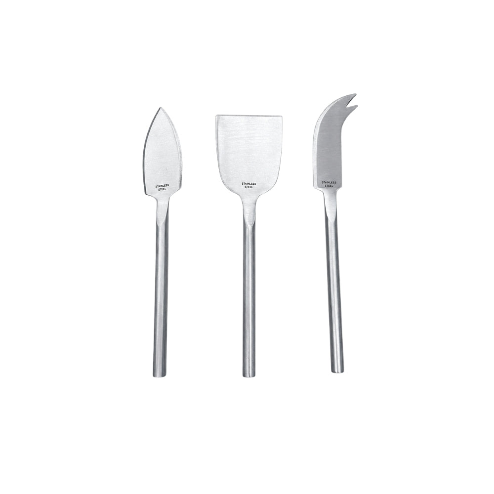 SET DE ESPÁTULAS PARA QUEIJO EM AÇO INOX PRATA 3PÇS