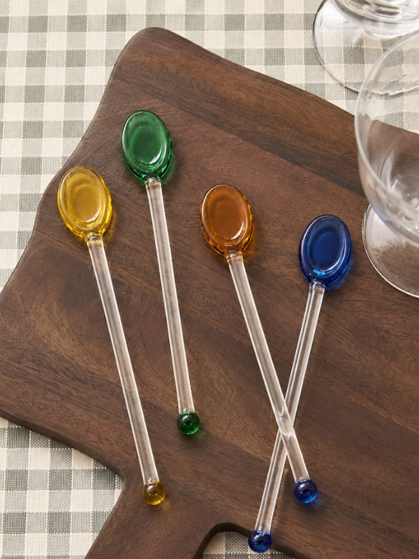 SET COLHERES DE VIDRO COLORIDAS 4PCS