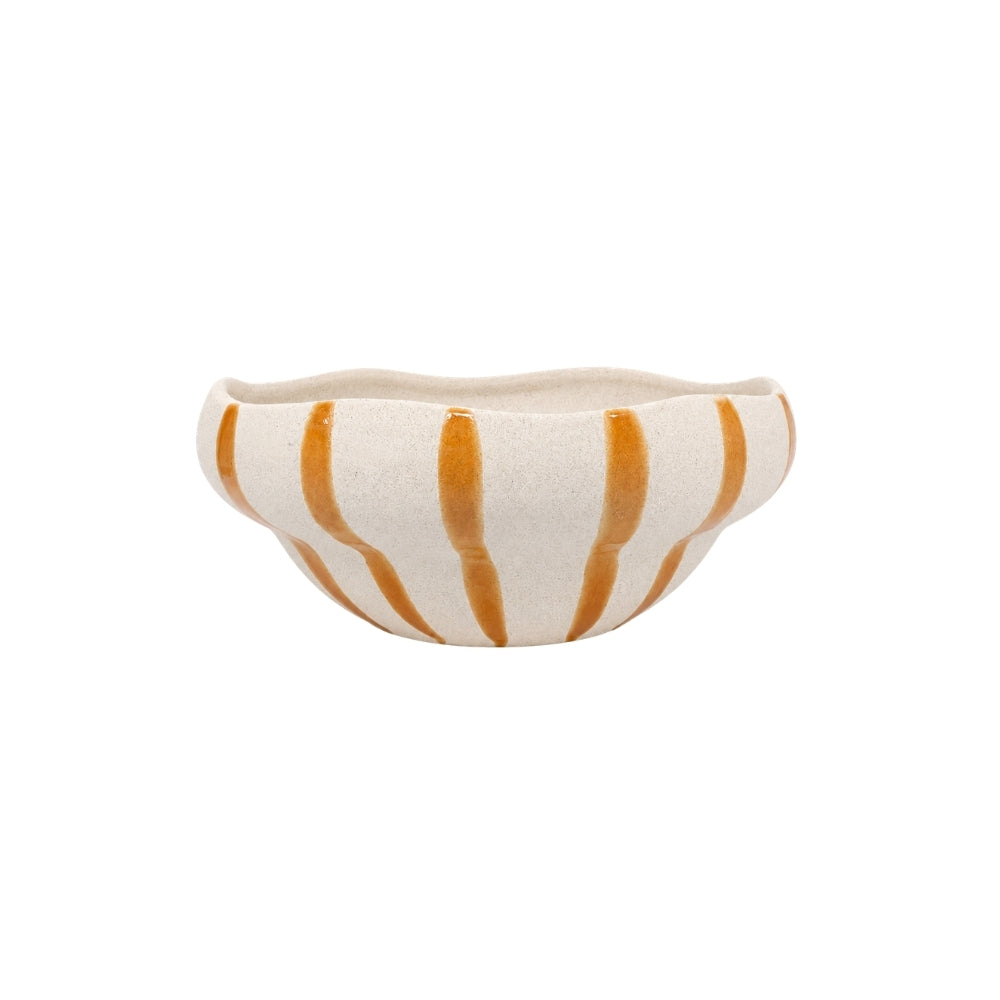 CENTRO DE MESA EM CERÂMICA LISTRADO COSTA TERRACOTA 33CM