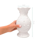 VASO DE CERÂMICA FEITO A MÃO BOLINHAS BRANCA 21CM
