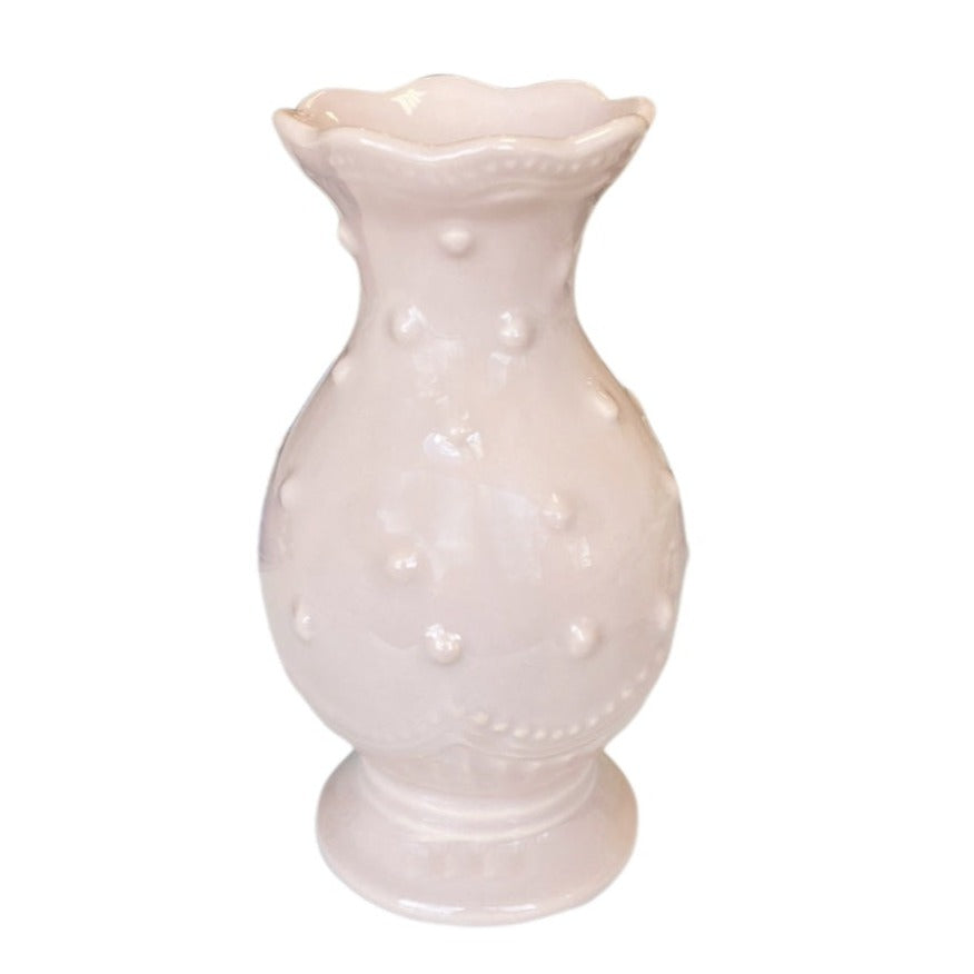 Vaso de cerâmica artesanal bolinhas rosa 21cm feito à mão – Lolahome