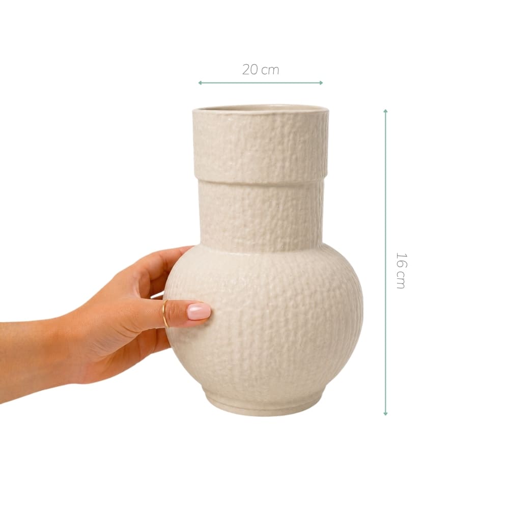 VASO DE VIDRO KAORI G BEGE 22CM
