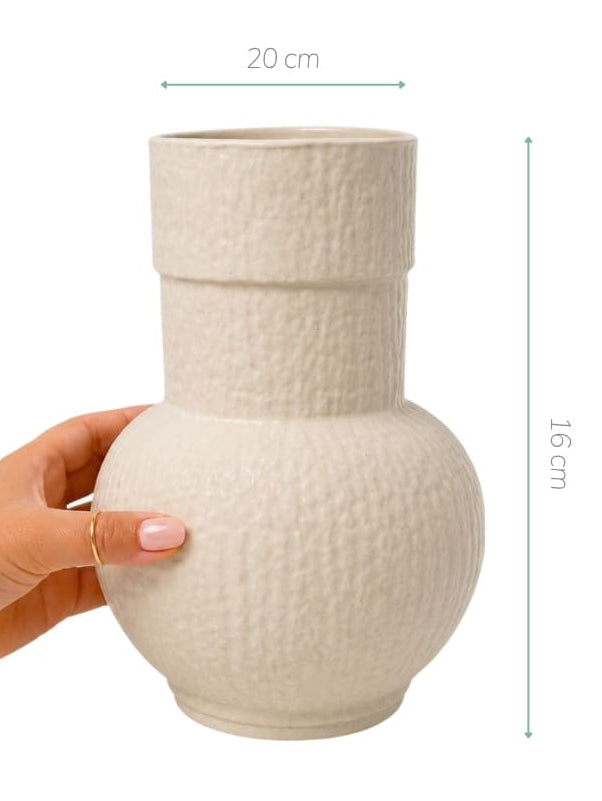 VASO DE VIDRO KAORI G BEGE 22CM