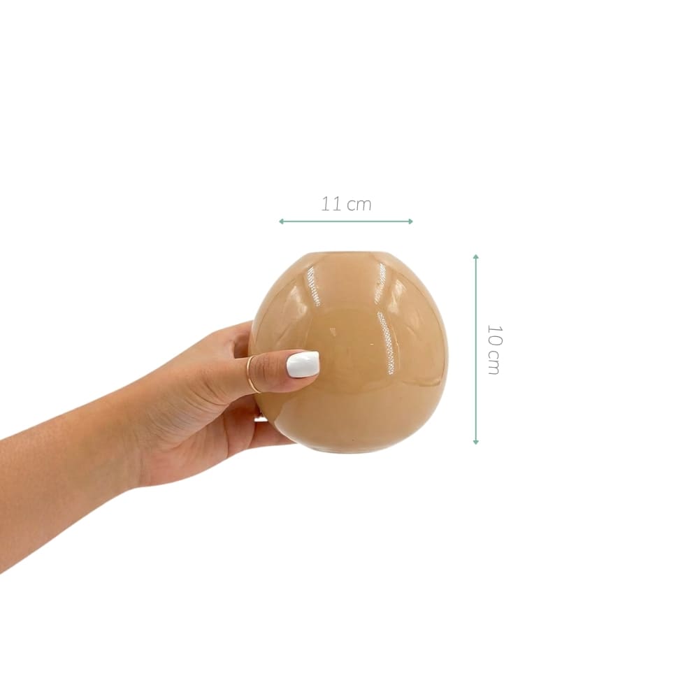 VASO DE VIDRO REDONDO BEGE 10CM