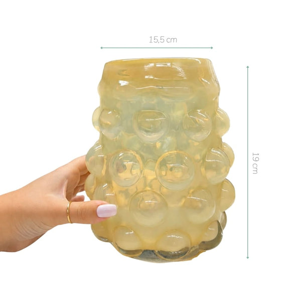 VASO DE VIDRO DOTS CHAMPAGNE M 15,5 X 19(H) CM