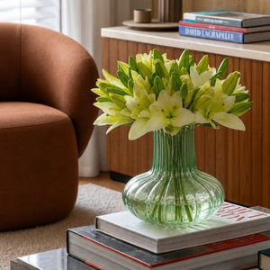VASO DE VIDRO GOTA VERDE FLORESTA G 25CM