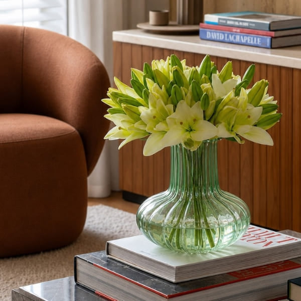 VASO DE VIDRO GOTA VERDE FLORESTA G 25CM