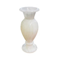 Vaso de ônix natural marfim 10x25cm, vista frontal com acabamento polido