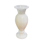 Vaso de ônix natural marfim 10x25cm, vista frontal com acabamento polido