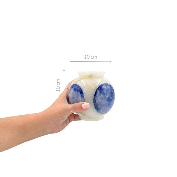 VASO DE ONIX ESFERA AZUL 10CM